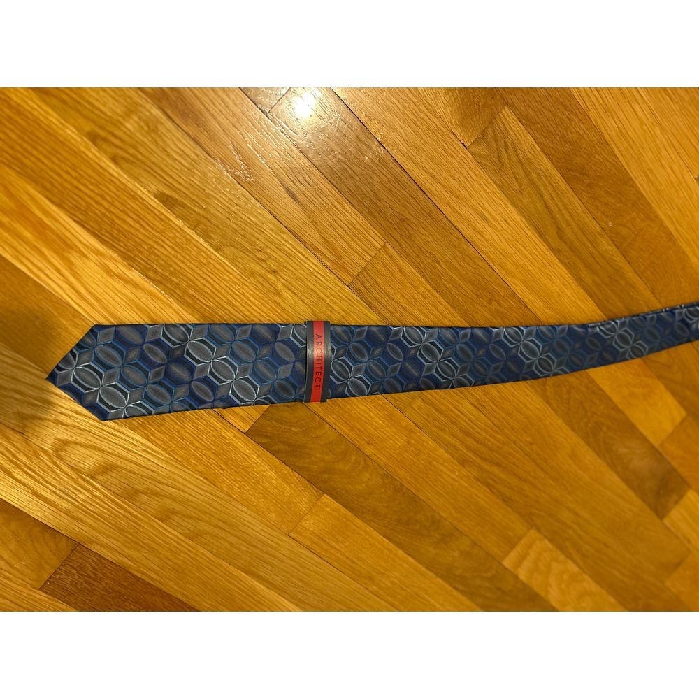 Architect Geometric Hexagon Pattern Neck Tie Blue Gray Professional Business 62" - Picture 4 of 5